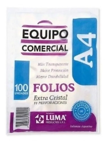 FOLIO LUMA A4 EXTRA X 100 UNID