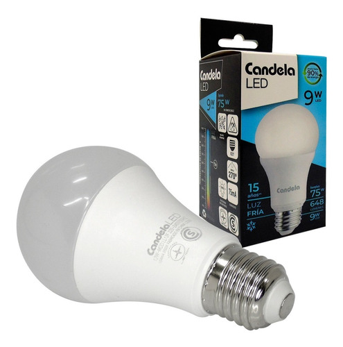 LAMP. CANDELA LED 9W. FRIA X 5 UNID.