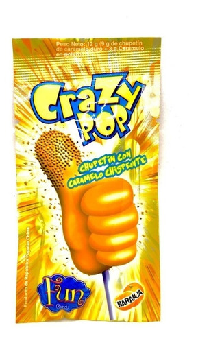 CHUP. CRAZY POP TIRA 10 UNID. NARANJA