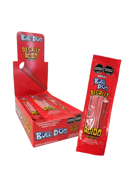 BULL DOG REGALIZ 75 GRS. FRUTILLA