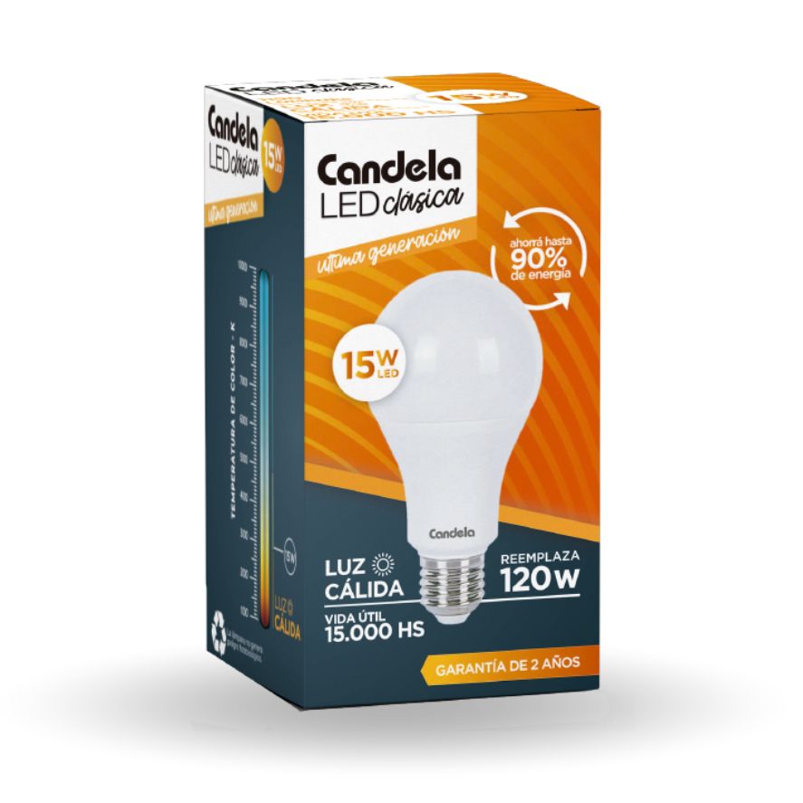 LAMP. CANDELA LED 15W CALIDA X 5 UNID.