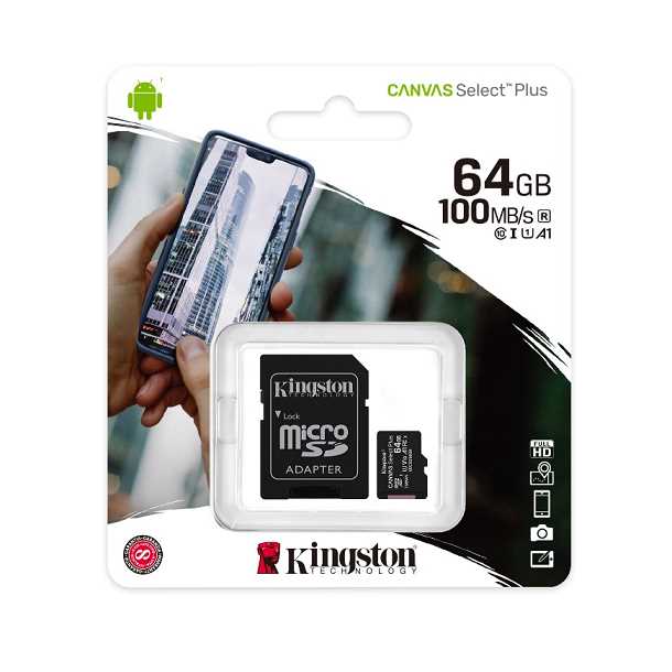 MEMORIA MICRO SD 64GB KINGSTON GEN 3 100MB/S CANVAS SELECT PLUS