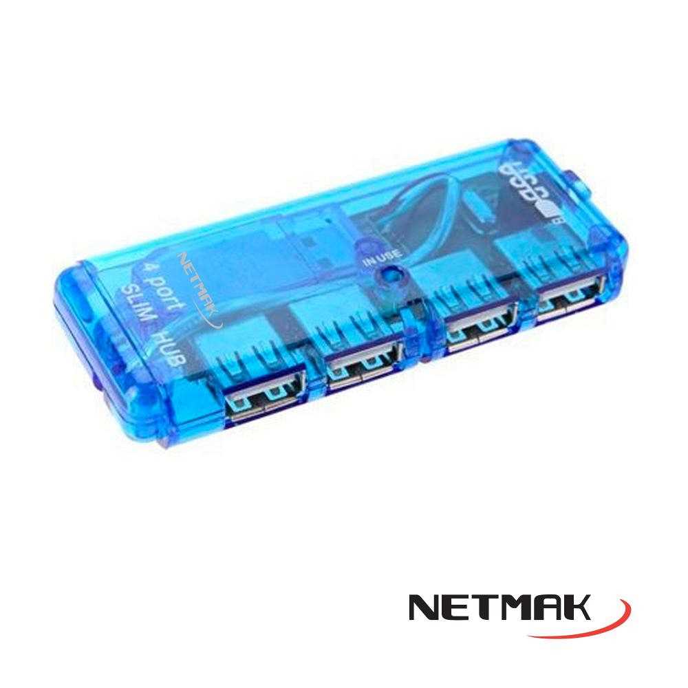HUB USB 2.0 4 PUERTOS SLIM NETMAK NM-AC05
