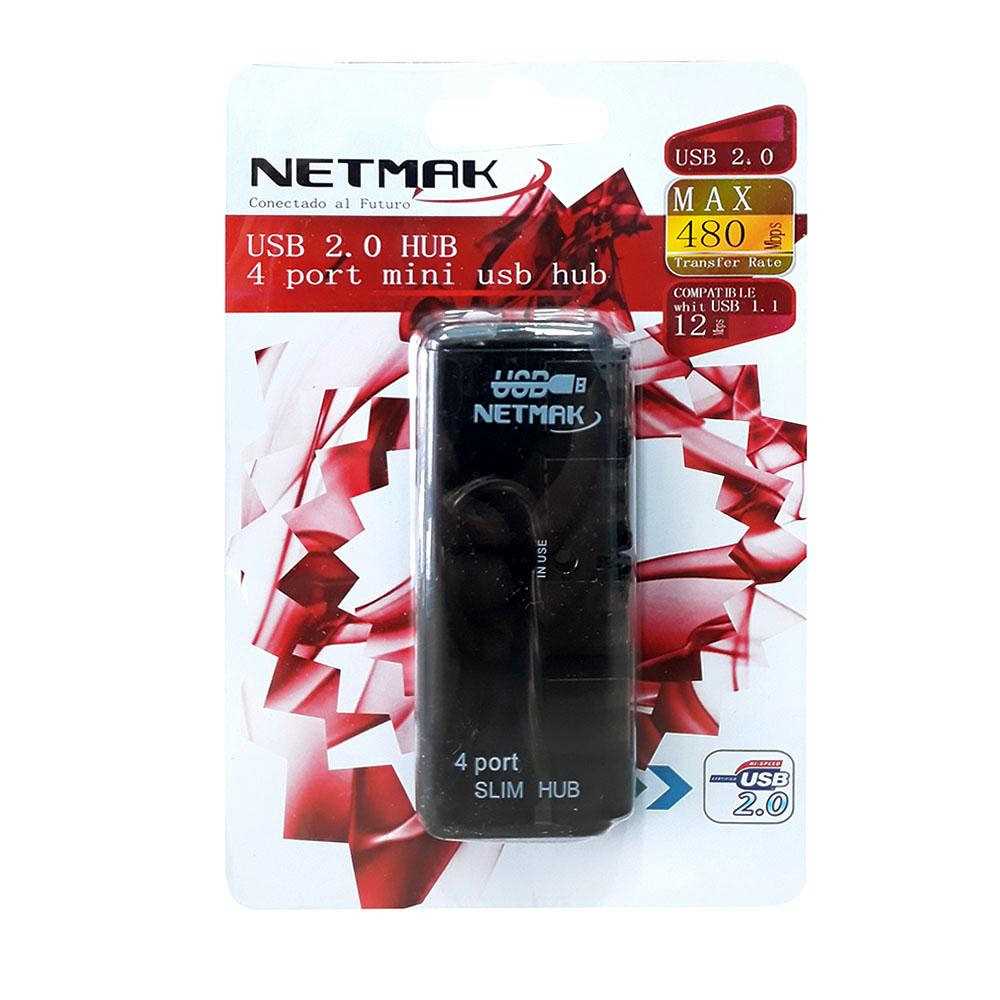 HUB USB 2.0 4 PUERTOS SLIM NETMAK NM-AC05