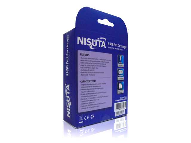 CARGADOR USB PARA AUTOS NISUTA (12/24V A 5V) 4.8A NSAD12US4