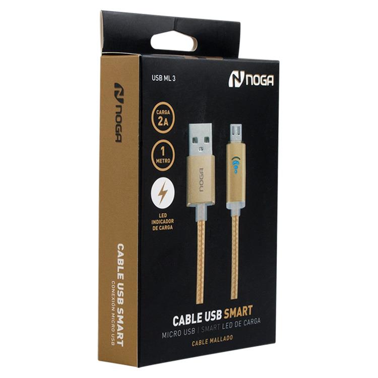CABLE USB A MICRO 1M NOGANET MALLADO CON LED