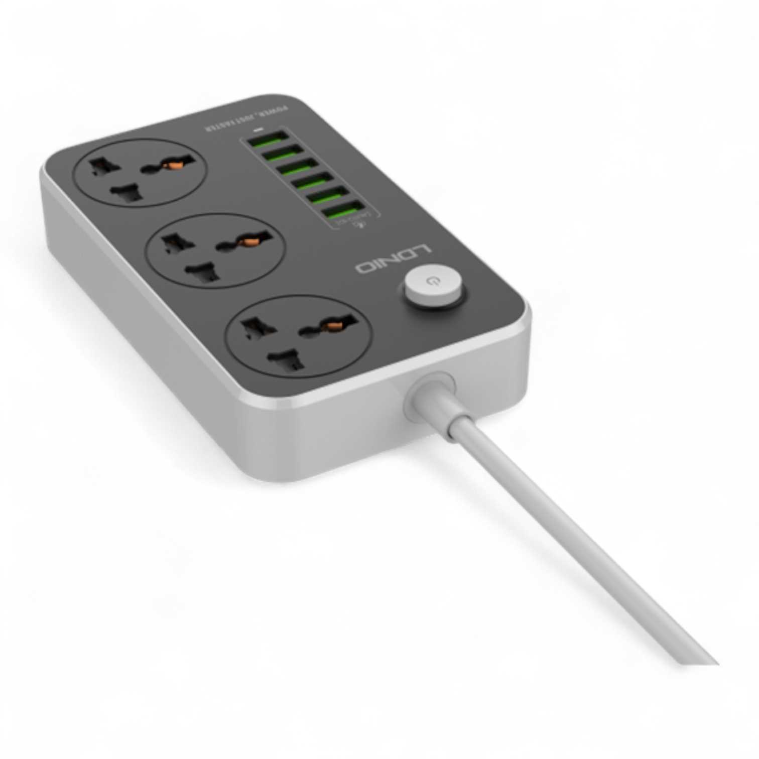 ZAPATILLA LDNIO 3 TOMAS + 3 X USB + 2 TC 3.4A CABLE SC3604