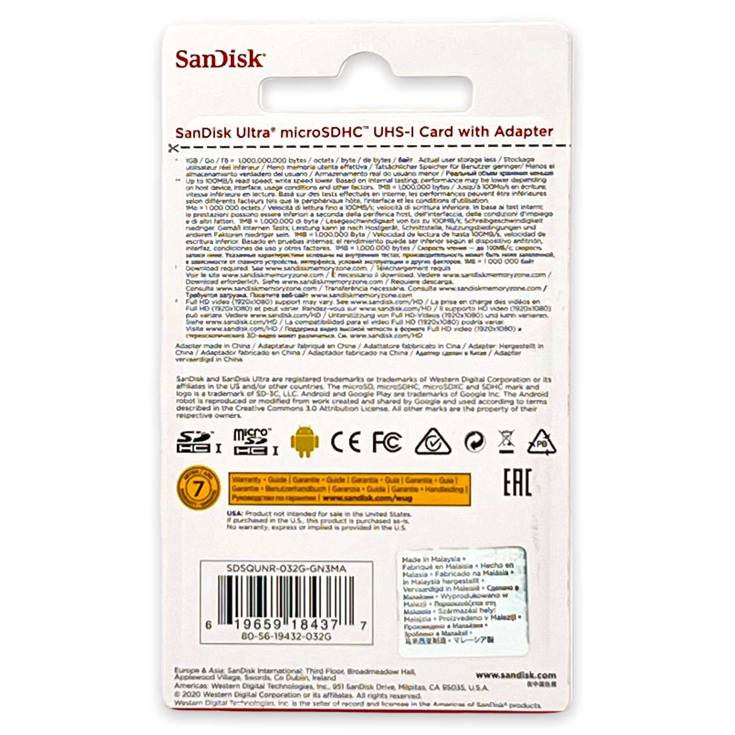 MEMORIA MICRO SD 32GB SANDISK CLASE 10 ULTRA 100MB/S