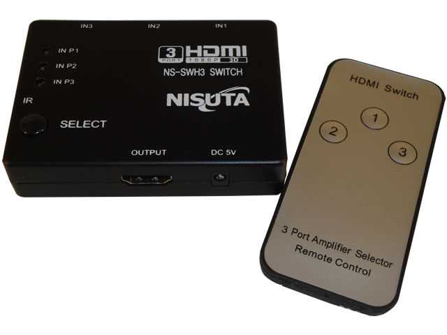 SWITCH HDMI ELECTRONICO 3 ENTRADAS 1 SALIDA  NISUTA(C/ REMOTO) NSSWH3
