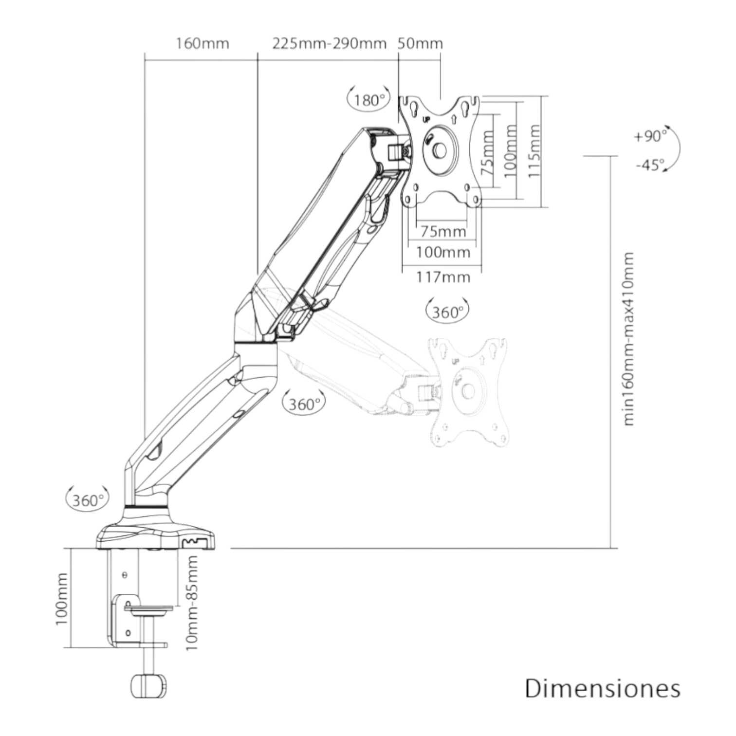 SOPORTE TV NISUTA 13-32  6.5KG BRAZO NSSOTVE1