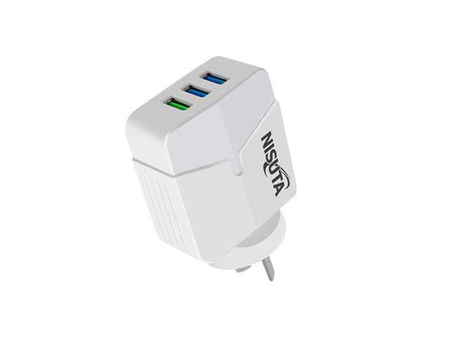 CARGADOR 220V MICRO USB NSFU534U 3 PUERTOS 3.4A 5.0V NISUTA