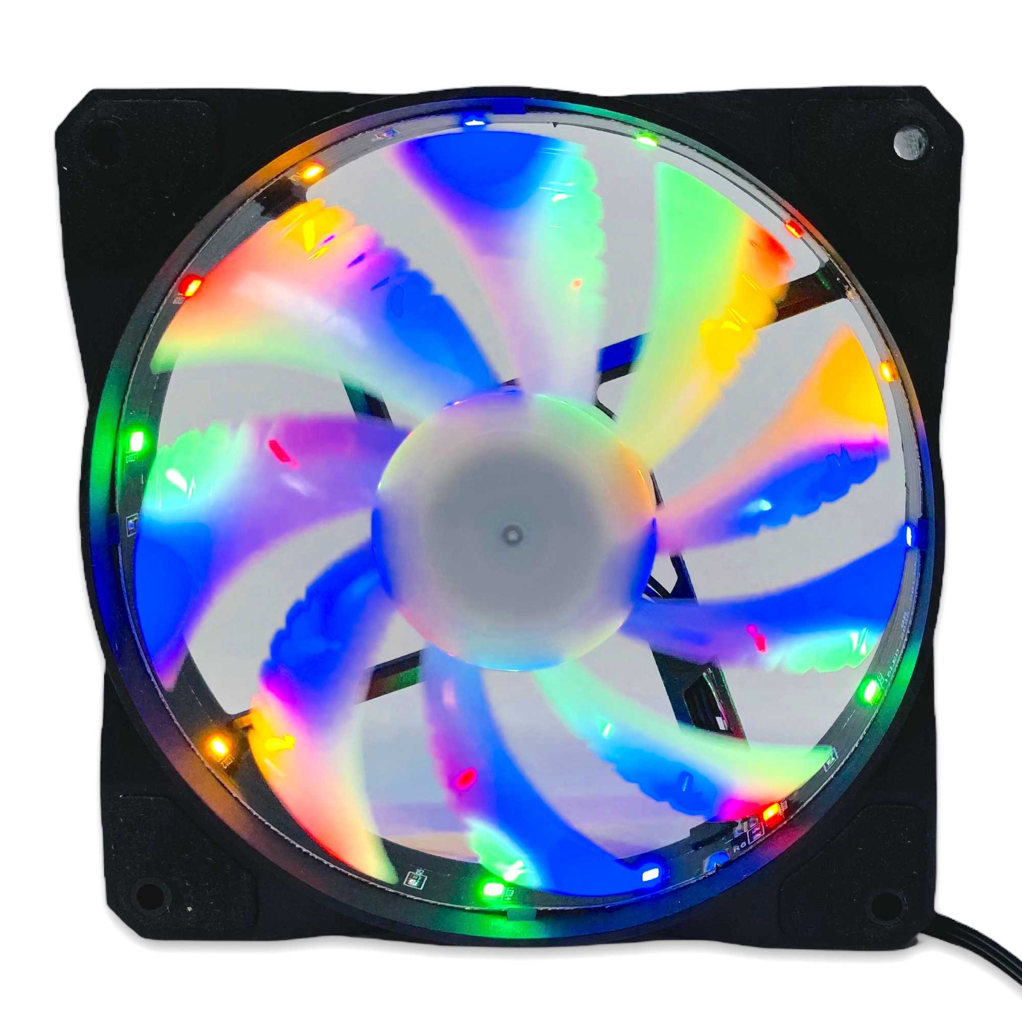 COOLER VENTILADOR SEISA 120X120X25 RGB HW1215 (ASPAS BLANCAS)15LED 3PINES + MOLEX