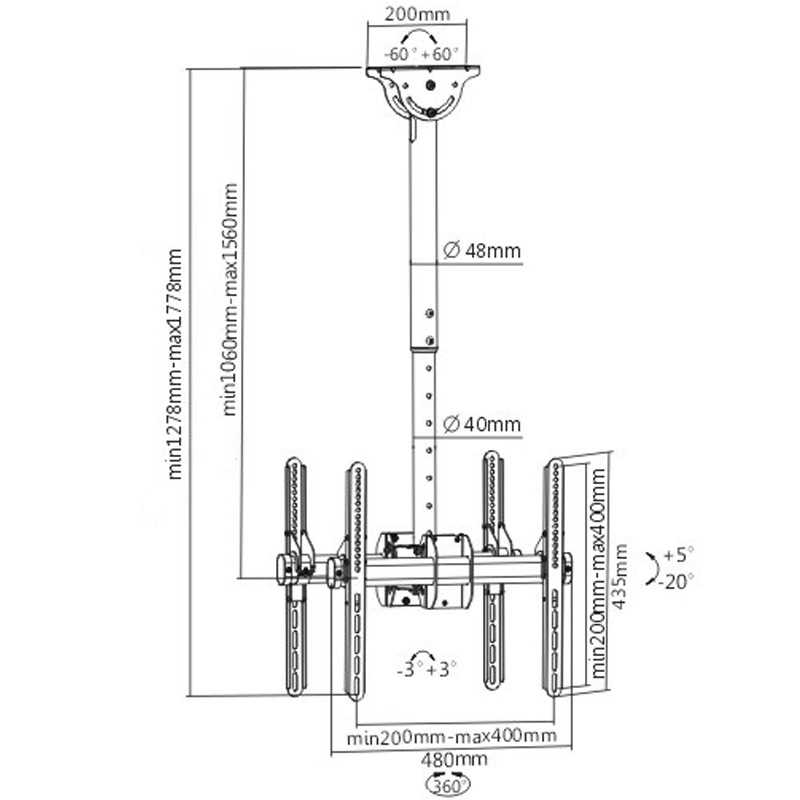 SOPORTE TV DE TECHO DOBLE INTELAID CBS42D 32-55
