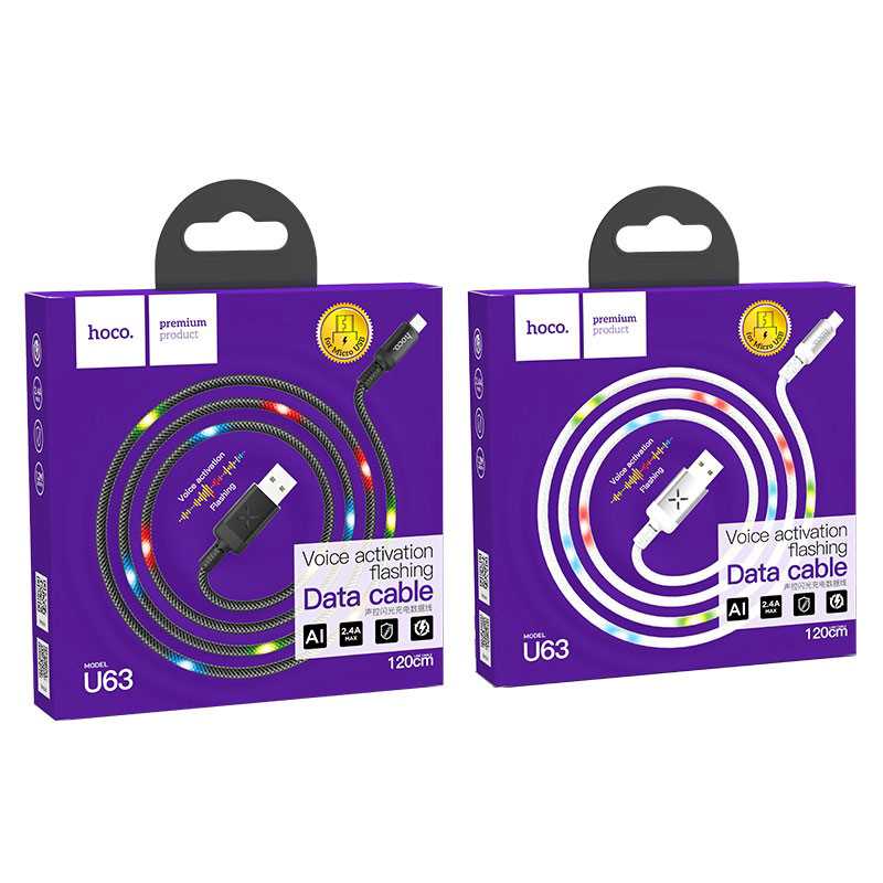 CABLE USB A MICRO USB HOCO U63 2.4A 1.2M VOICE FLASHING