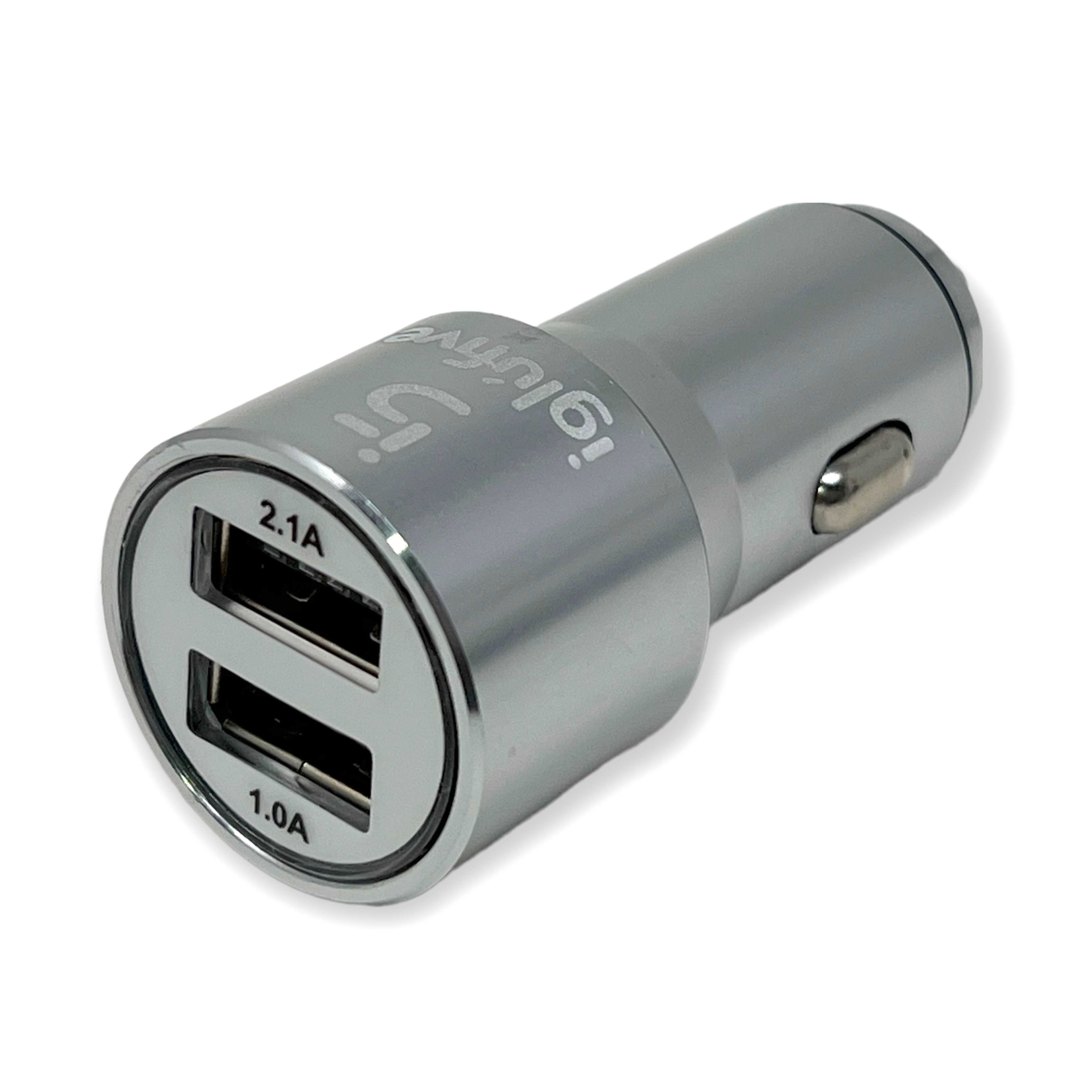 CARGADOR AUTO IGLU 2.1A X 2 METAL