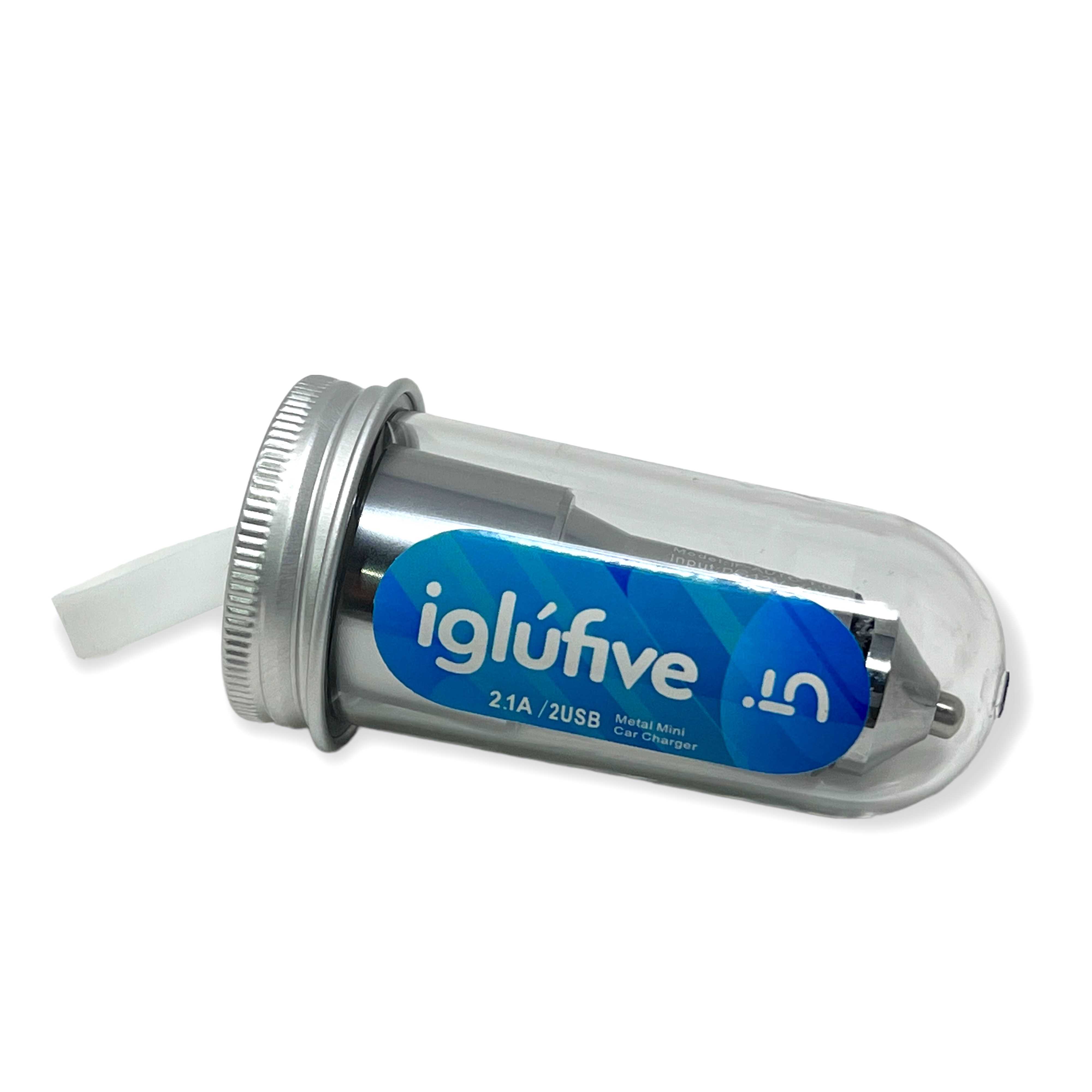 CARGADOR AUTO IGLU 2.1A X 2 METAL