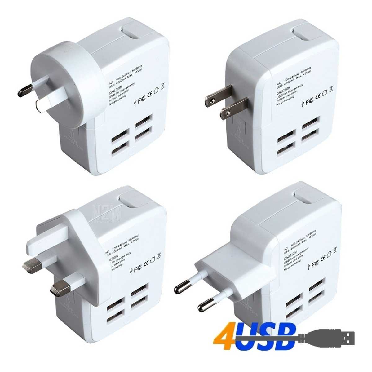 CARGADOR 220V MICRO USB SEISA 4 PUERTOS C/ADAPTADORES