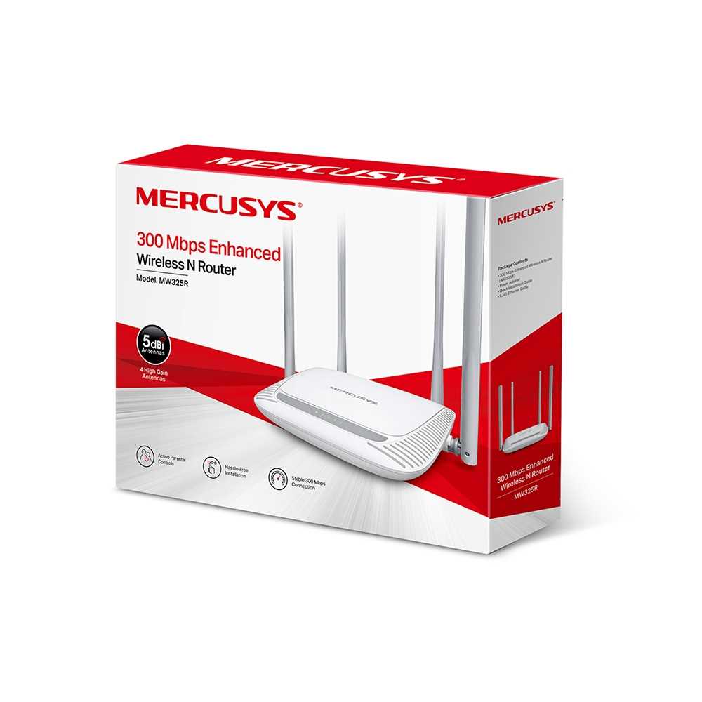 ROUTER WIFI 300N MERCUSYS MW325R (4 ANTENAS)
