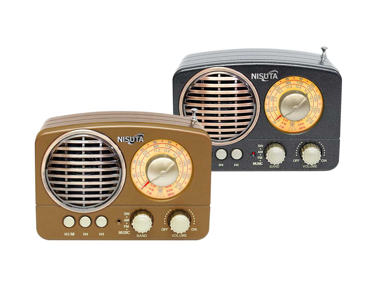 RADIO NISUTA VINTAGE AM/FM CON MP3/BT/AUX NSRV18 LINTERNA