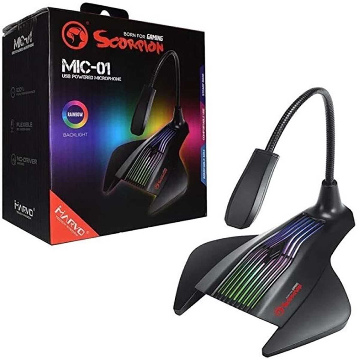 MICROFONO MARVO USB OMNIDIRECCIONAL MIC-01 RGB