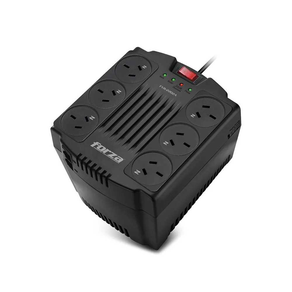 ESTABILIZADOR FORZA 2200V/1100W 6 TOMAS FVR-2202A