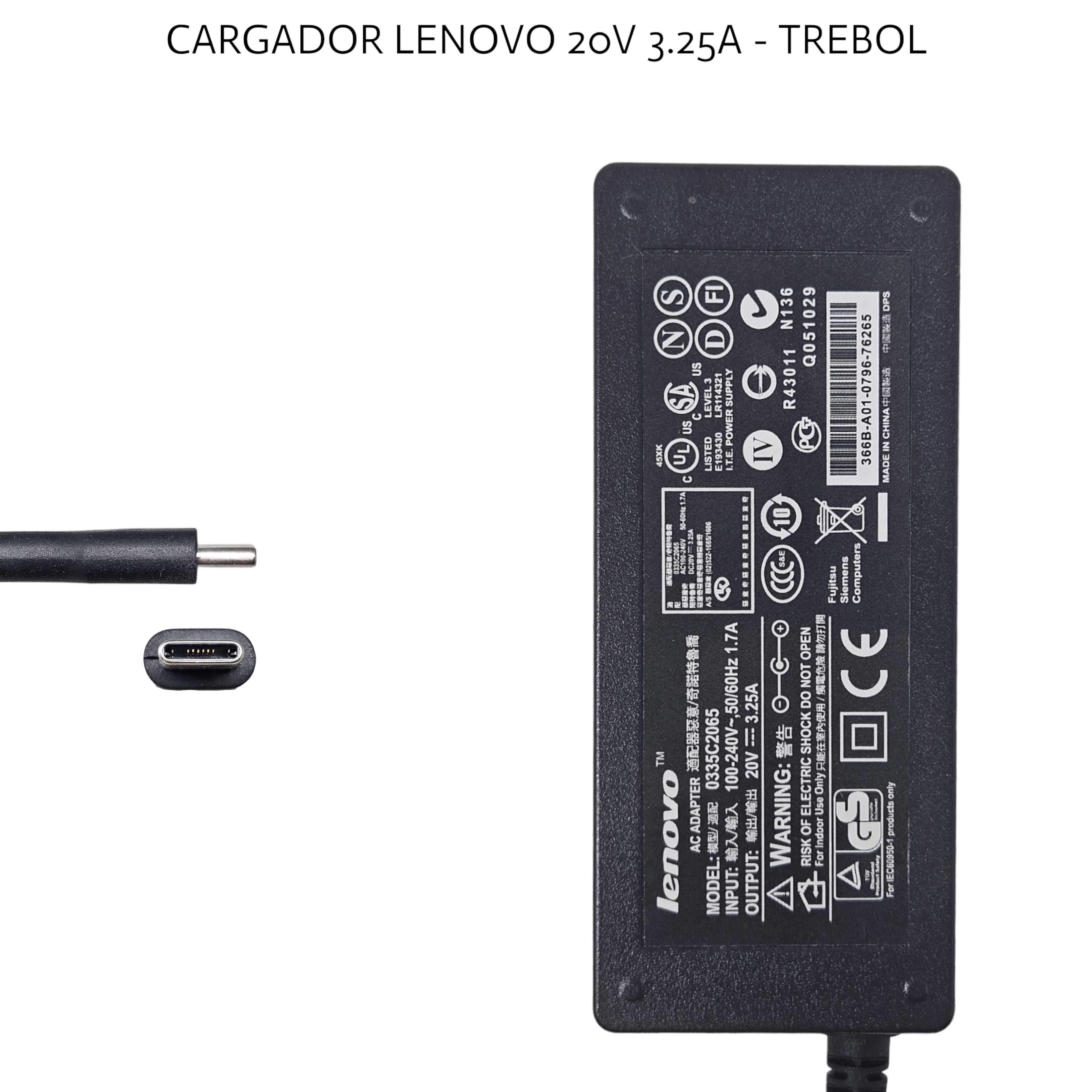 FUENTE NOTEBOOK ORIGINAL LENOVO 20V 3.25A TIPO C