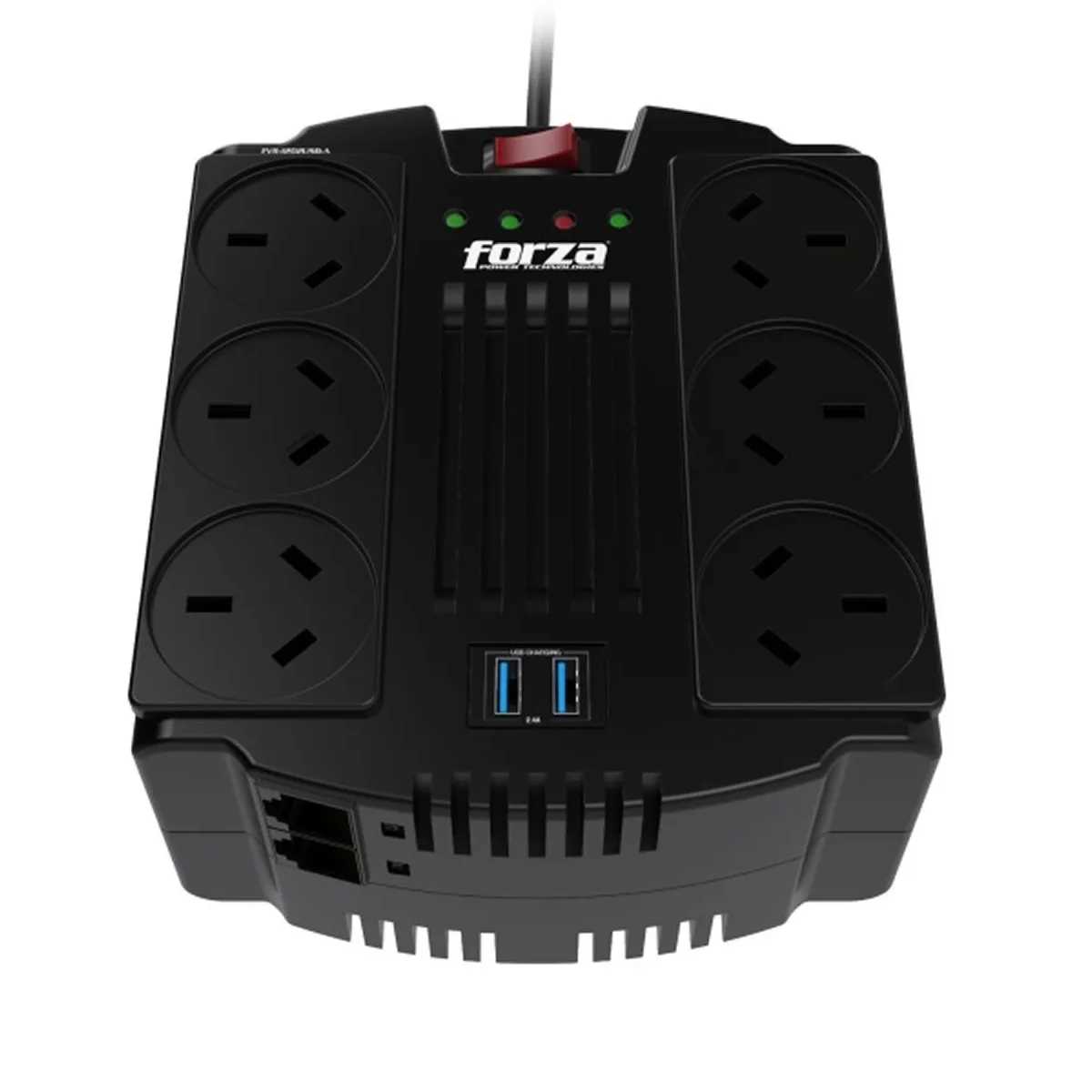 ESTABILIZADOR FORZA 1200V/600W 6 TOMAS FVR-1202USB-A