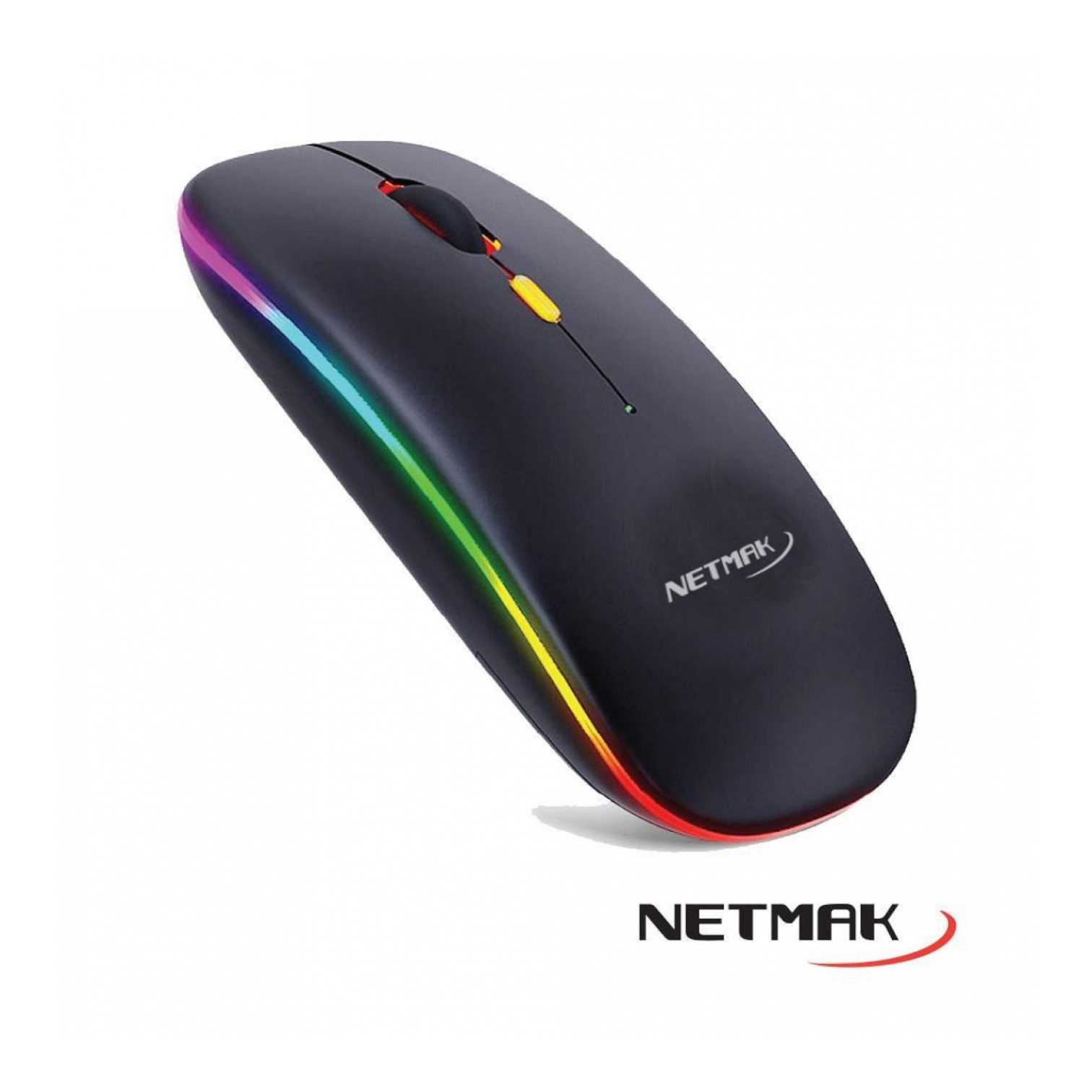 Mouse Inalambrico RGB Recargable Netmak (NM-W90)