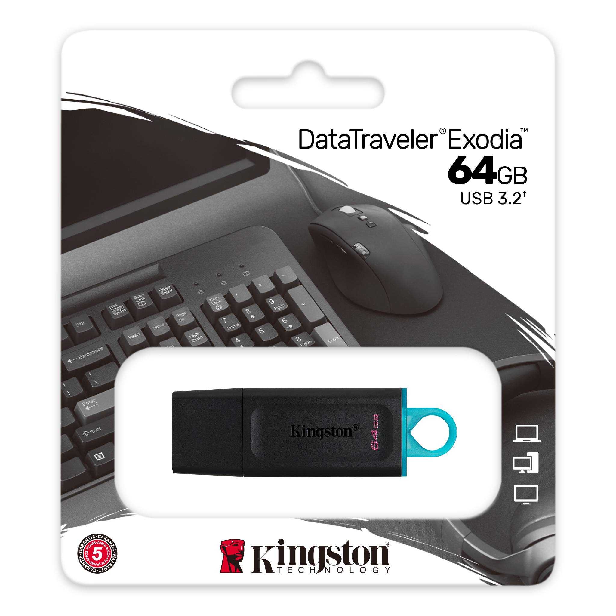 PENDRIVE 64GB 3.2 KINGSTON DTX EXODIA GEN1 NEGRO