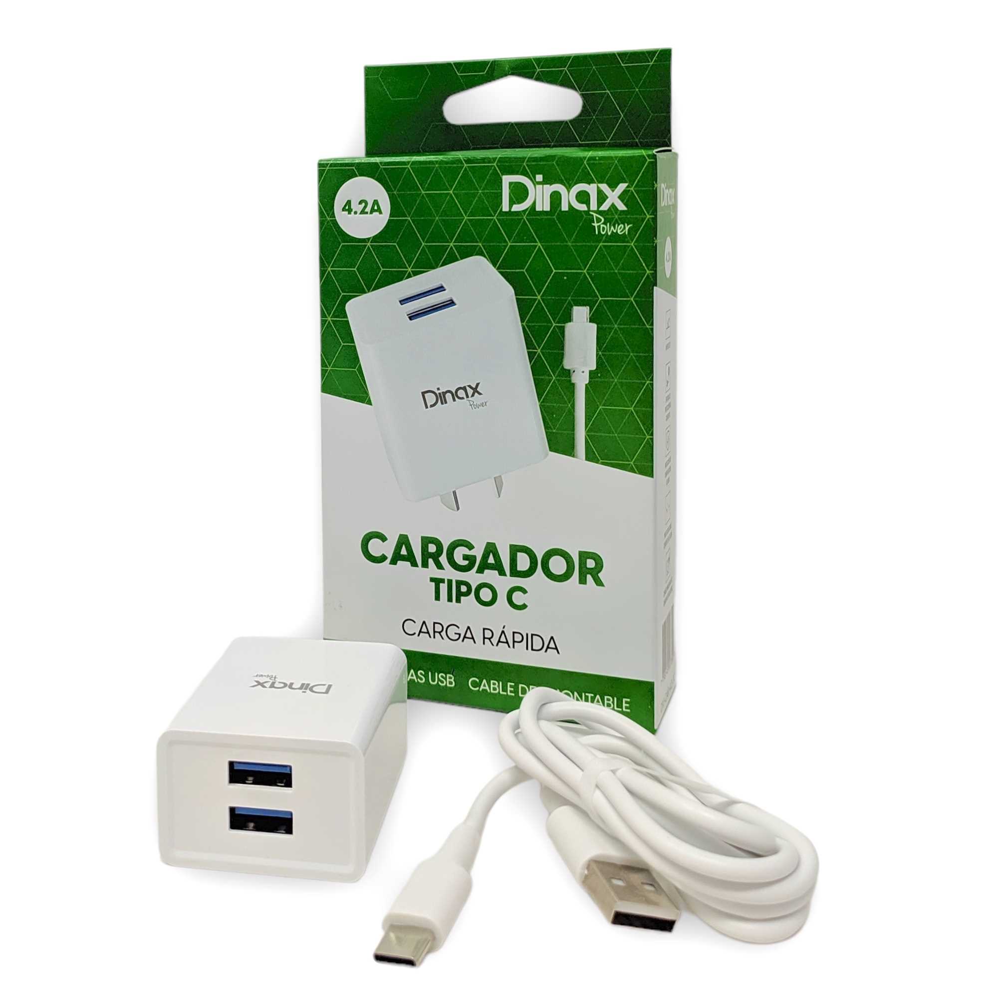 CARGADOR 220V TIPO C DINAX 4.2A CABLE + 2 USB