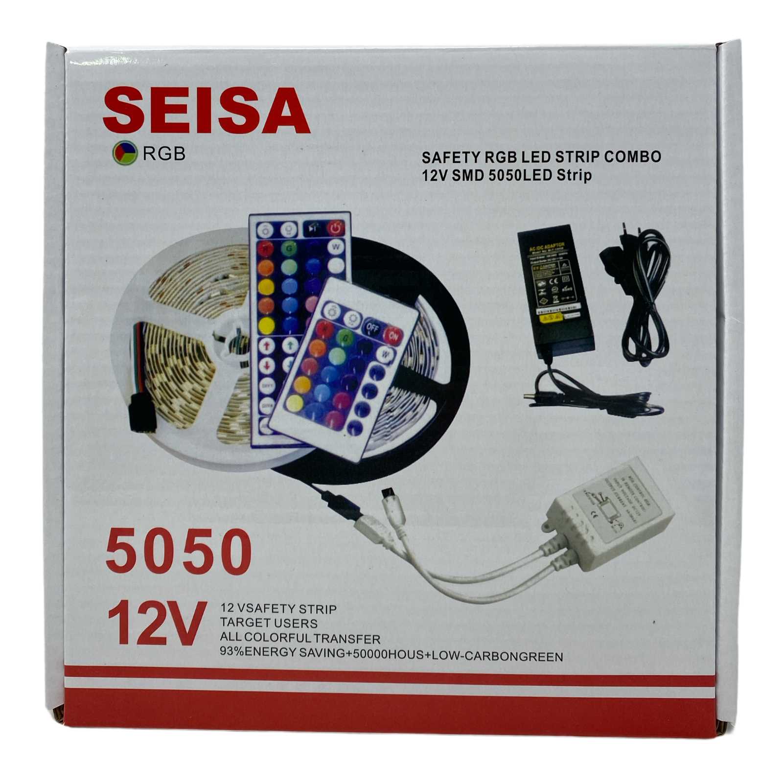 TIRA LED 5050 SEISA INTERIOR RGB KIT 5M C/FUENTE Y CONTROLADORA
