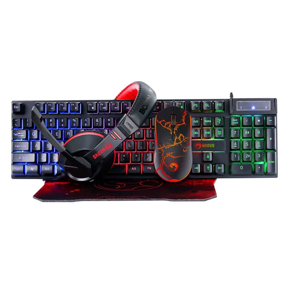 COMBO MARVO CM409 4 EN 1 (TEC-MOUSE-PAD Y AURICULAR)