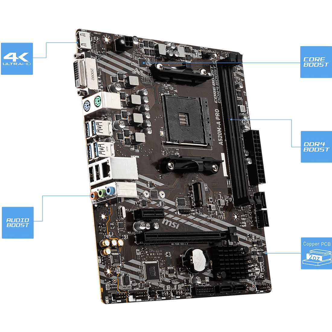 PLACA MADRE MSI A520M-A PRO (3RA Y 5TA GEN)