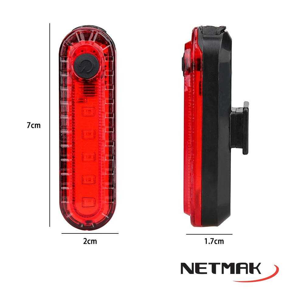 LUZ LED BICICLETA RECARGABLE TRASERA NETMAK NM-LD5