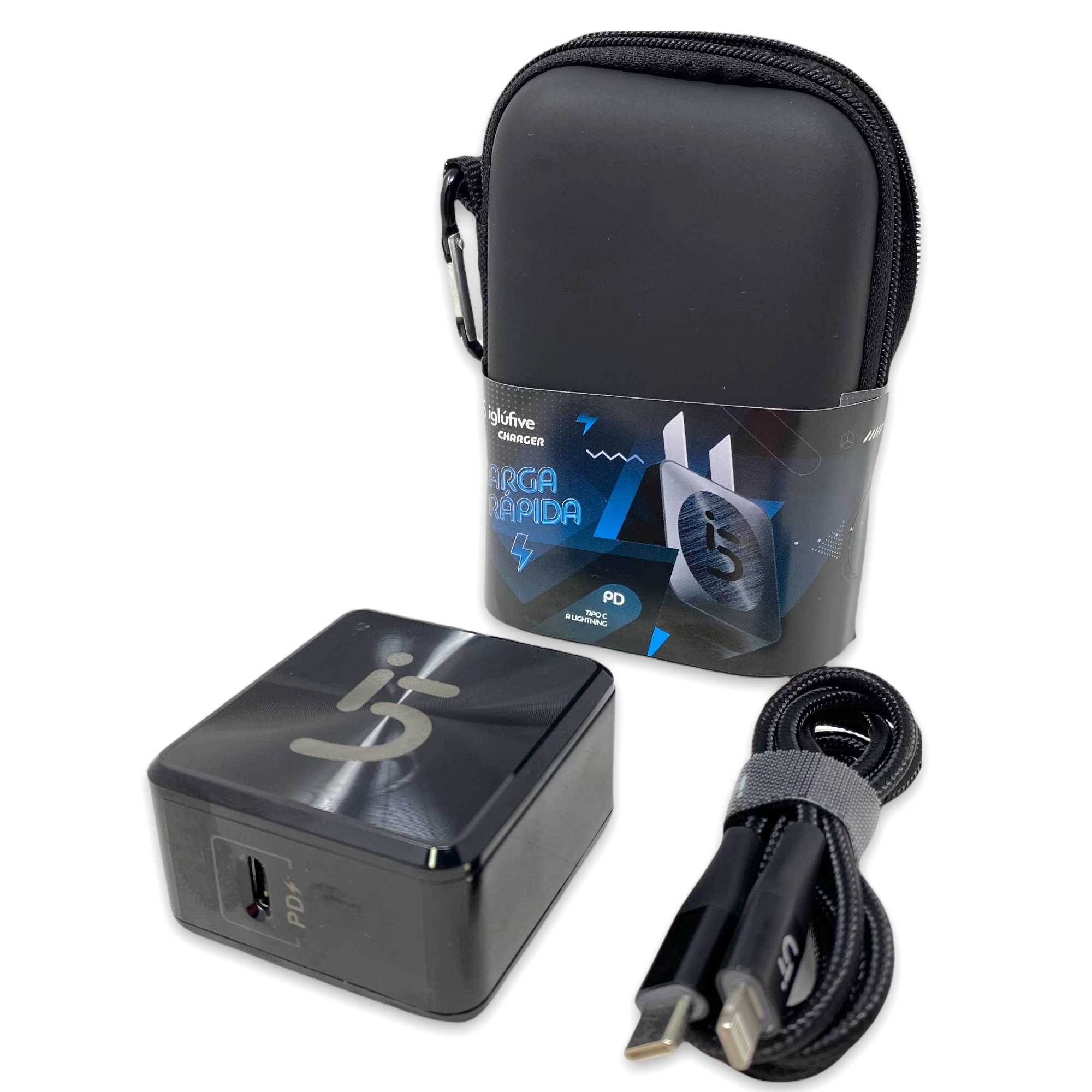 CARGADOR 220V IPHONE IGLUFIVE 3.1A QC 3.0 C/CABLE (CARGA RAPIDA)