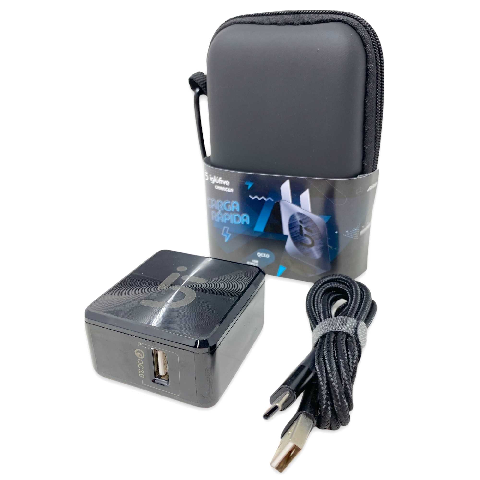 CARGADOR 220V TIPO C IGLUFIVE 3.1A QC 3.0 C/CABLE (CARGA RAPIDA)