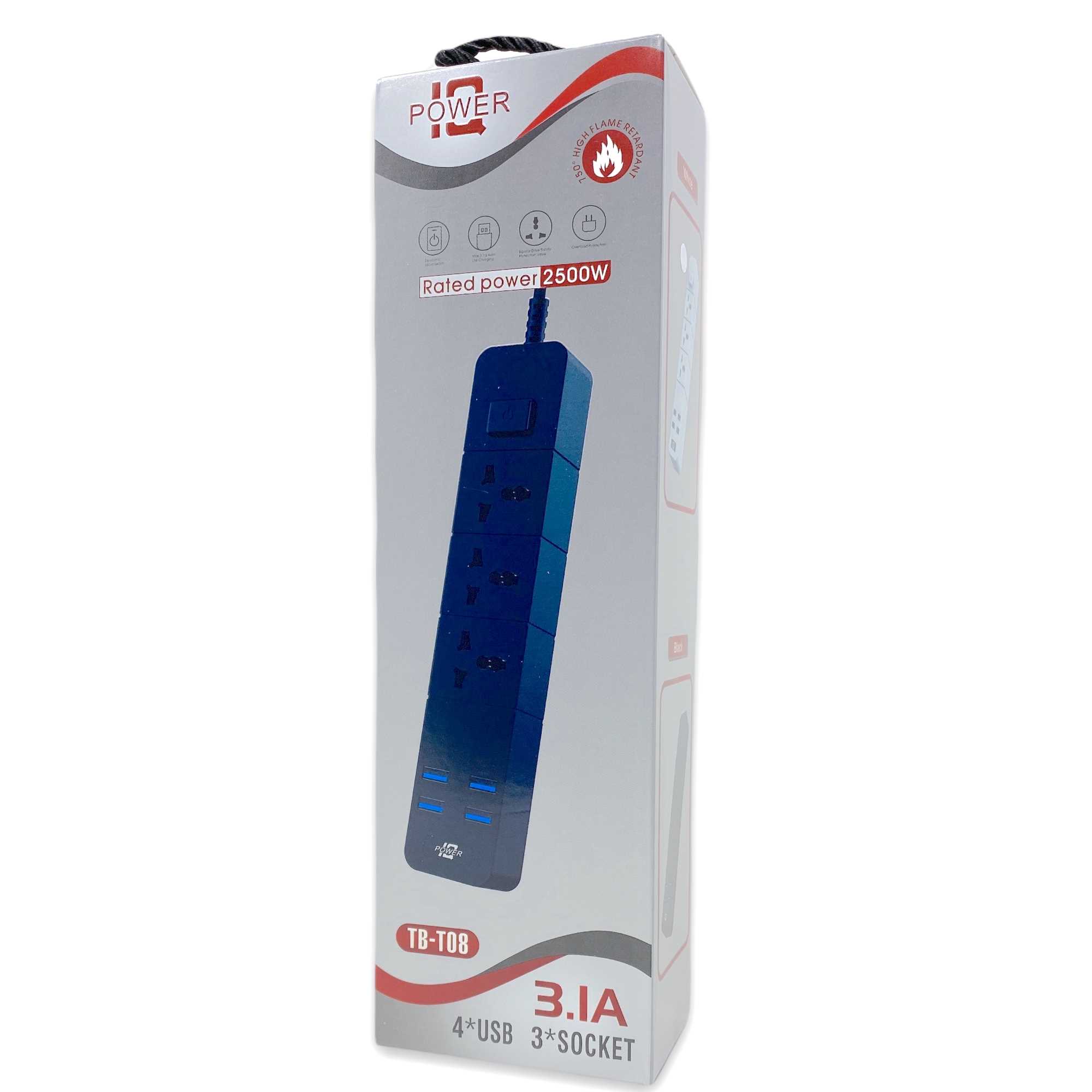 ZAPATILLA DE 3 TOMAS 220V + 4 X USB 3.1A TB-T08 (EXCELENTE)