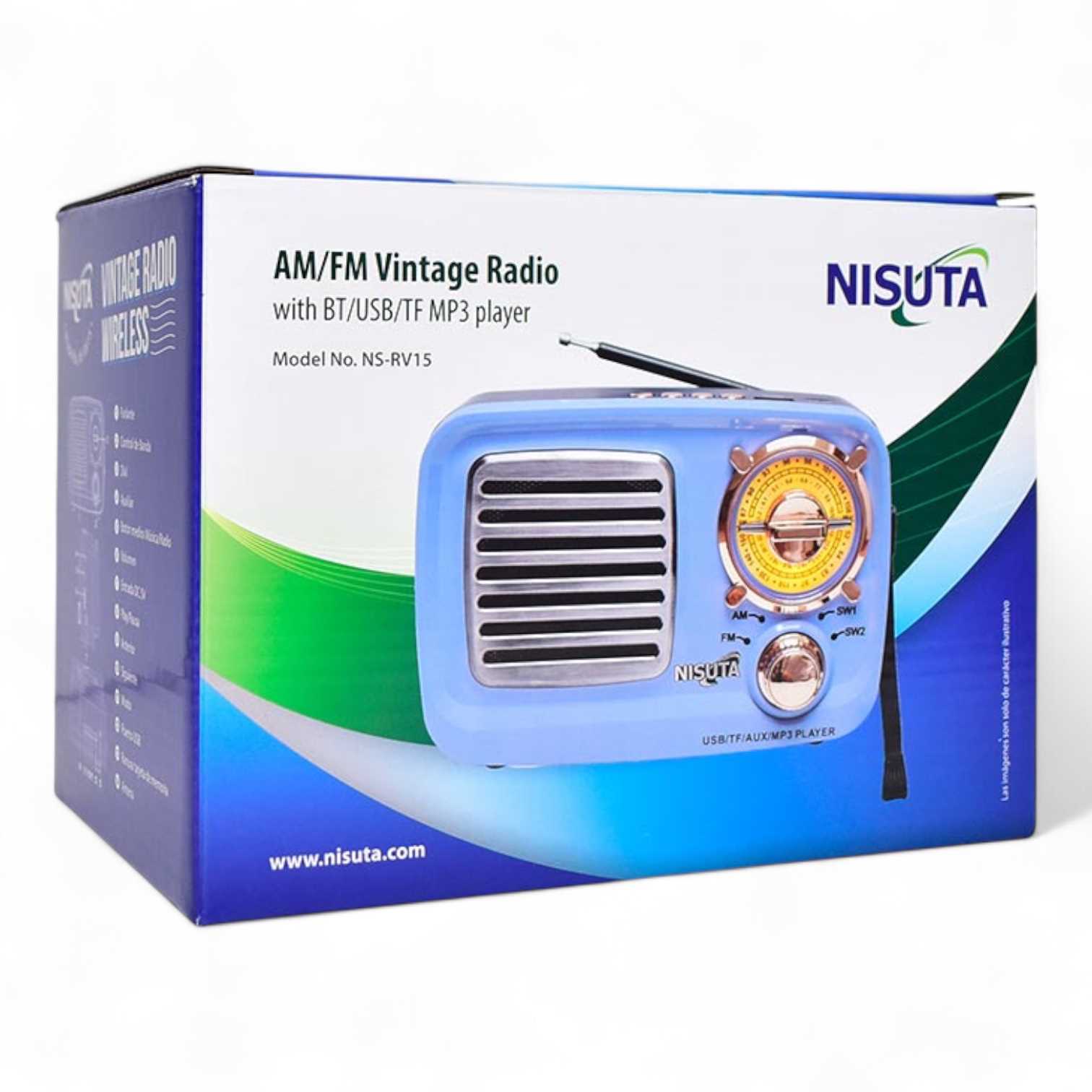 RADIO NISUTA VINTAGE AM/FM CON MP3/BT/AUX NSRV15