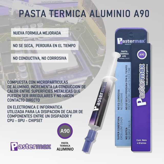 PASTA TERMICA PASTERMAX A90 JERINGA 4GR ALUMINIZADA
