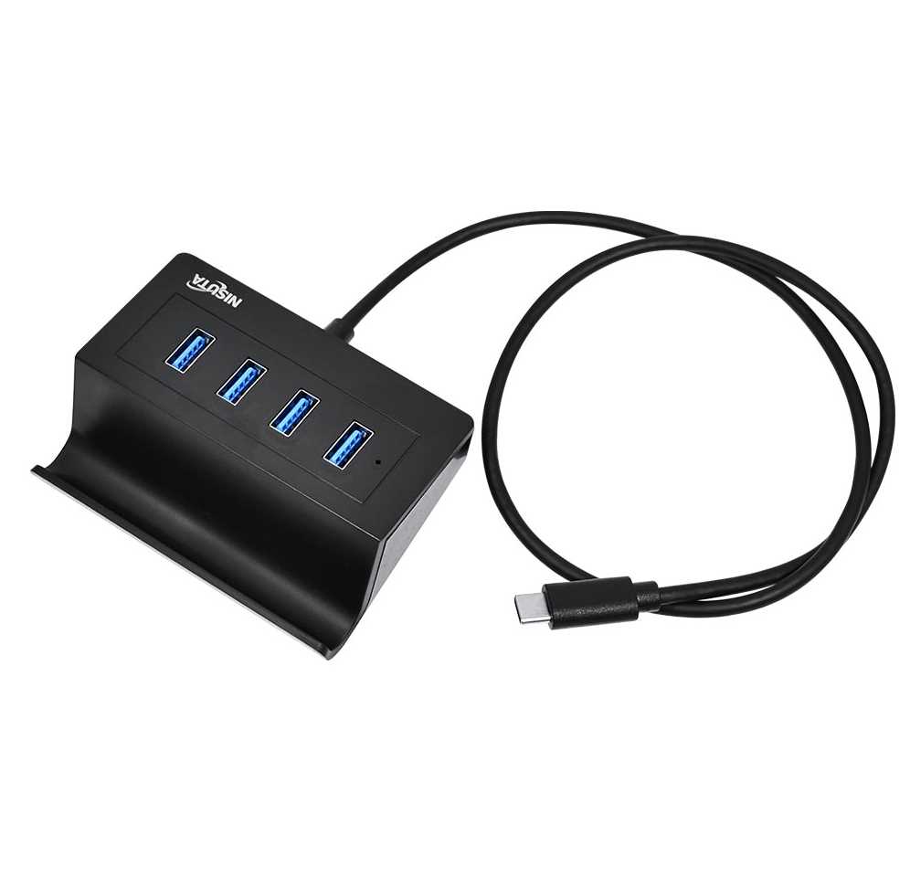 HUB USB TIPO C 3.0 4P CON SOPORTE CELULAR NISUTA 433C