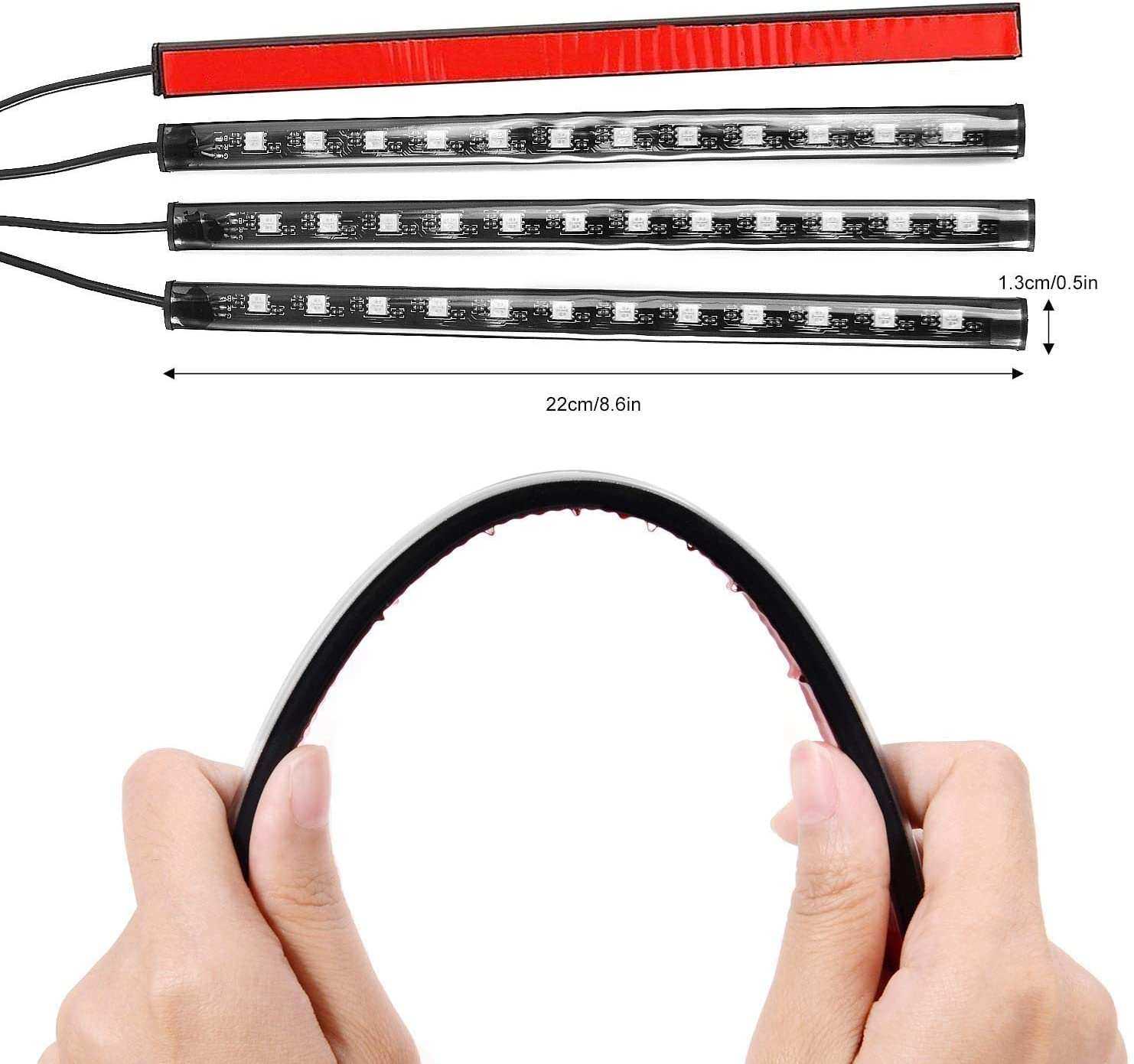 LUZ LED AUTO AUDIORITMICA 4 TIRAS 20CM