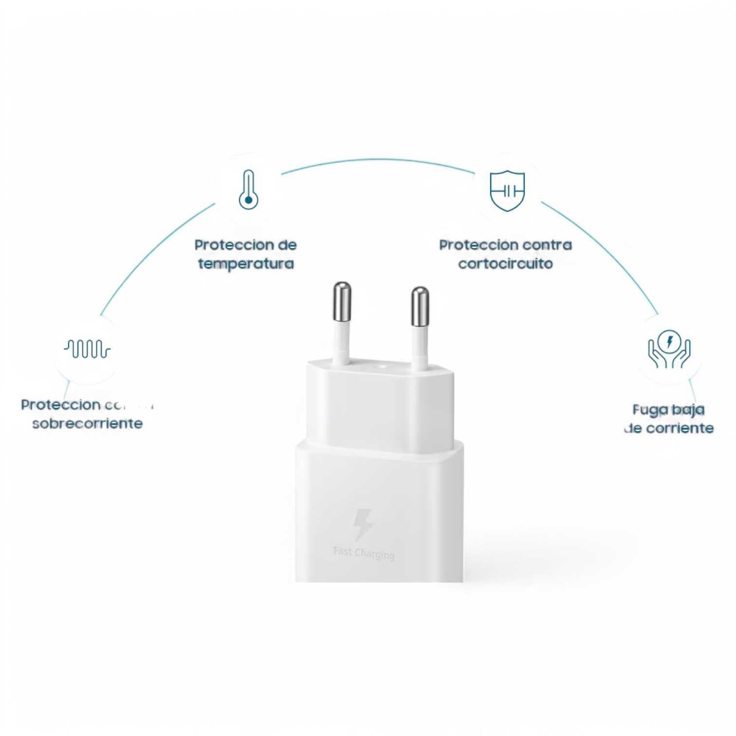 CARGADOR 220V TIPO C SAMSUNG 15W + CABLE (EP-T1510XWSGAR) BLANCO