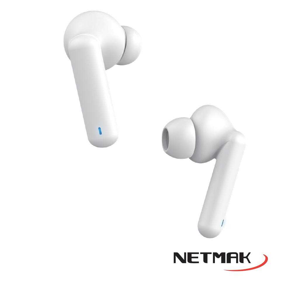 Auricular Inalámbrico Bluetooth Netmak Netpod Con Display Color Blanco