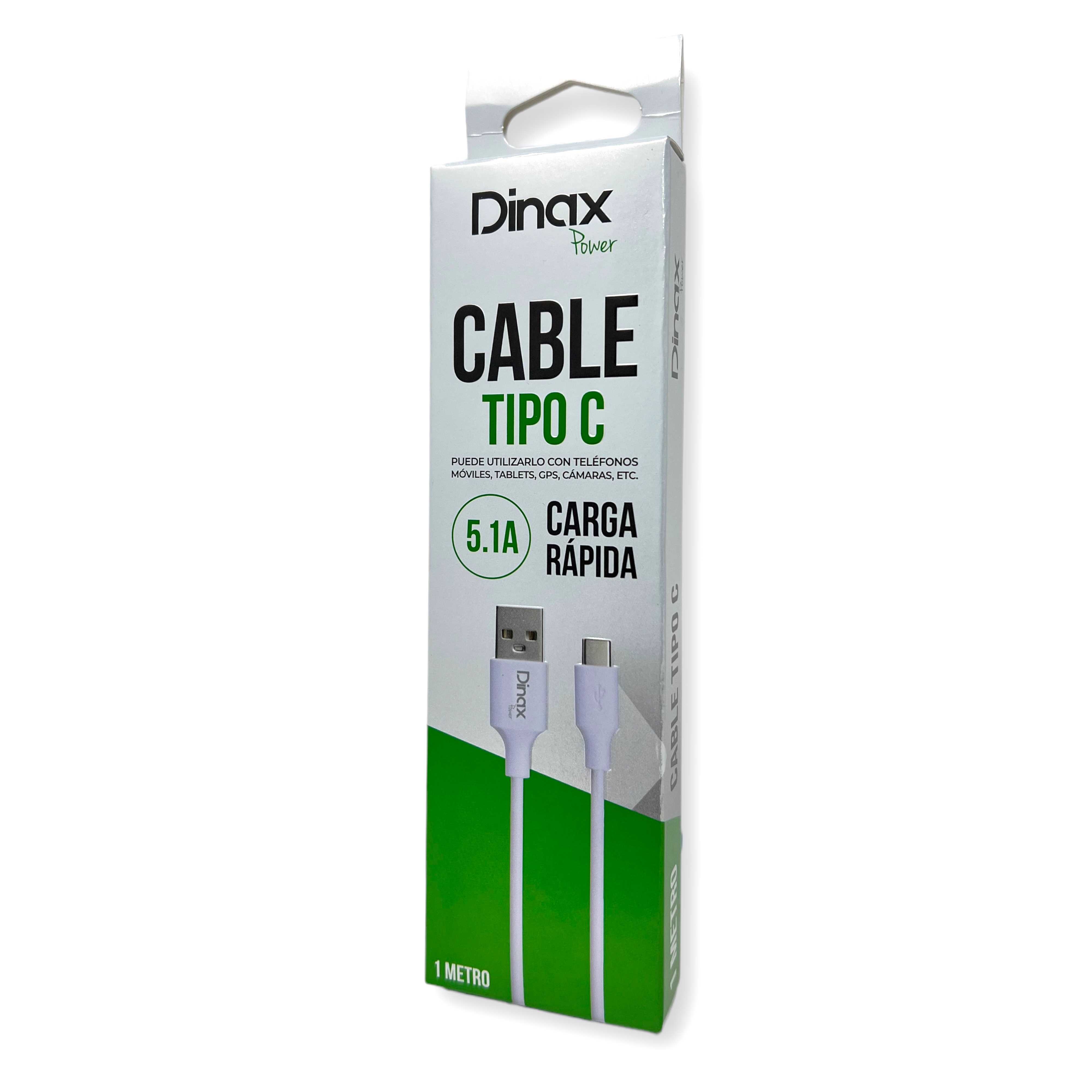CABLE USB A TIPO C DINAX 5.1A 1M CARGA RAPIDA LISO DX-1M23TC