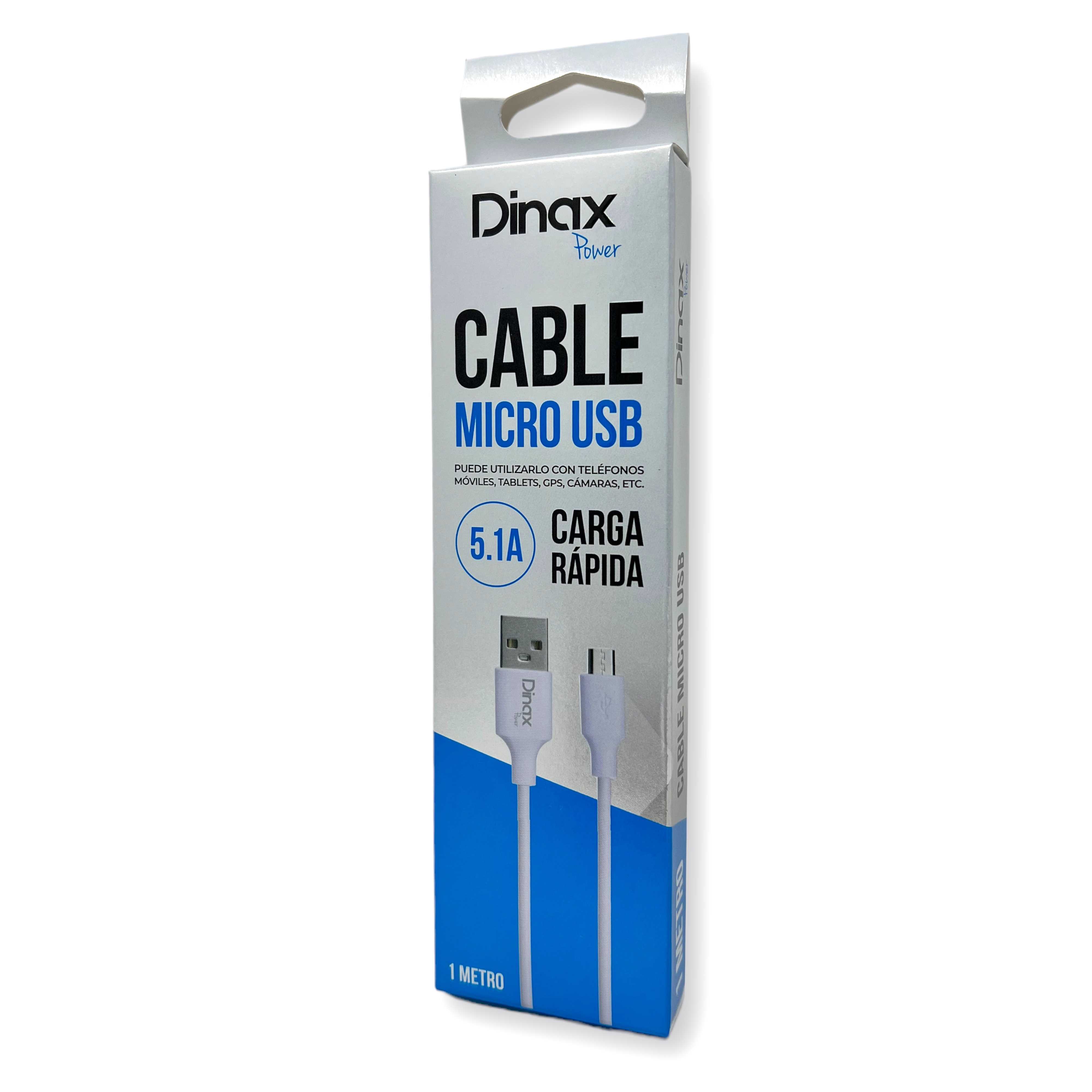 CABLE USB A MICRO USB DINAX 5.1A 1M CARGA RAPIDA LISO DX-1M23V8