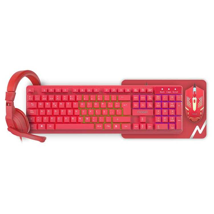 COMBO NOGANET NKB-413 4-EN-1 (TEC-MOUSE-PAD Y AURICULAR) ROJO