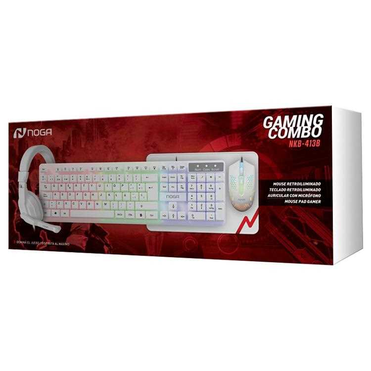 COMBO NOGANET NKB-413 4-EN-1 (TEC-MOUSE-PAD Y AURICULAR) BLANCO