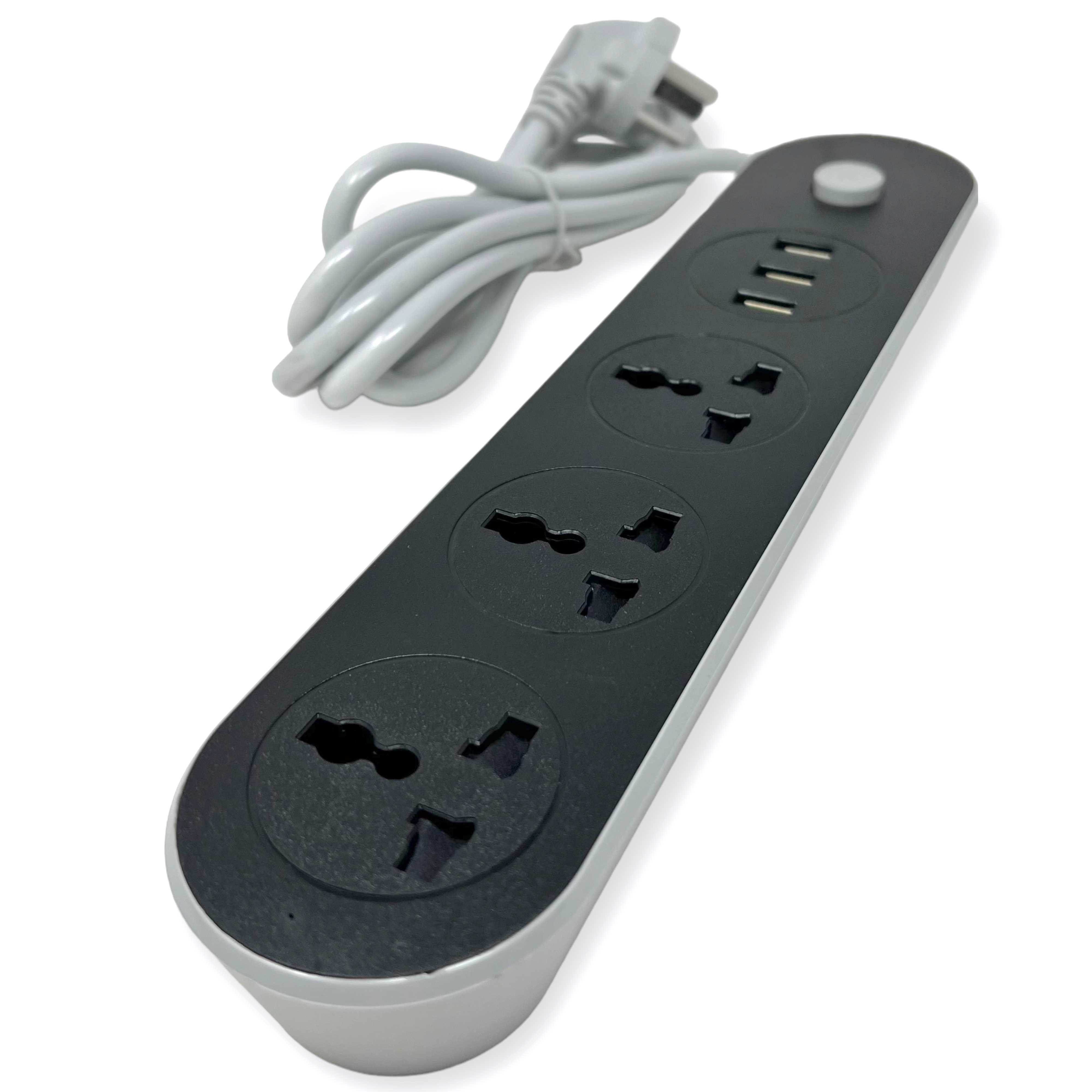 ZAPATILLA DE 3 TOMAS 220V + 3 X USB 3.1A 2500W 2M