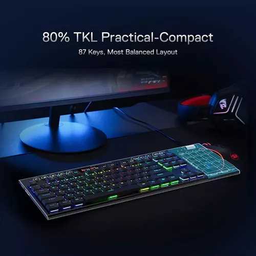 TECLADO REDRAGON K621-RGB-SP RD HORUS TKL WIRELESS SW RED