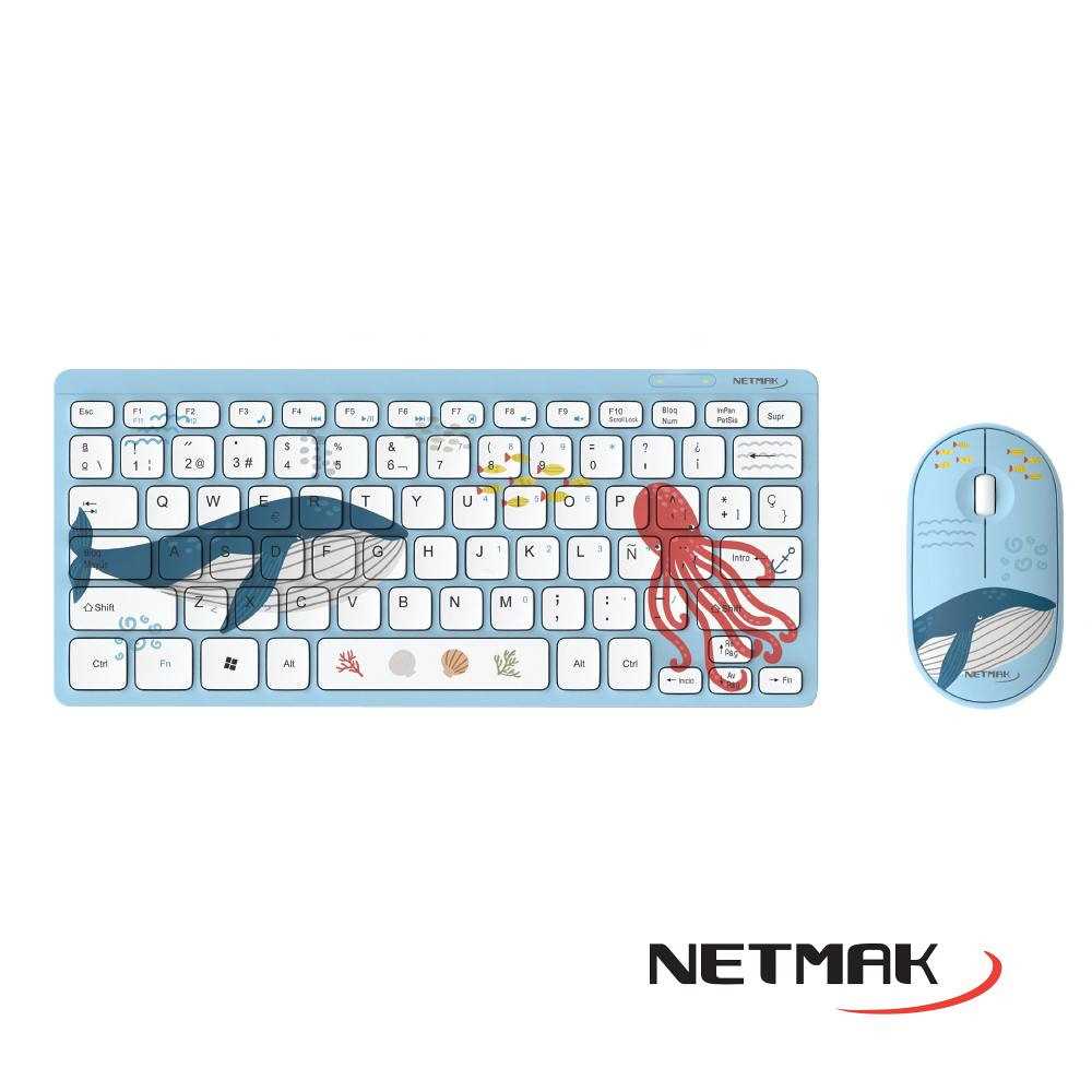 TECLADO Y MOUSE NETMAK INALAMBRICO KB401 BLUE